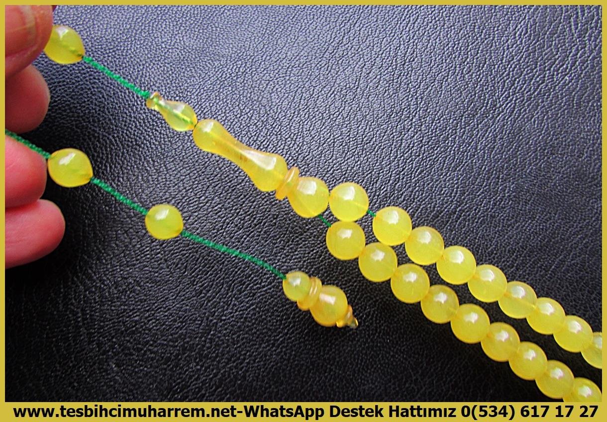 Tespih 45'lik Sıkma Kehribar I Limon Sarısı Şalgami Kasımpatı Tesbih